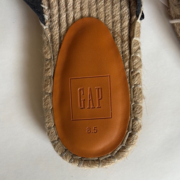 GAP Black Espadrille Leather Slide Sandals - Picture 3 of 12